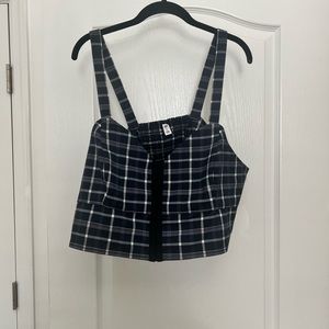 BP. Hook Front Plaid Crop Tank Top Blue SZ 3X